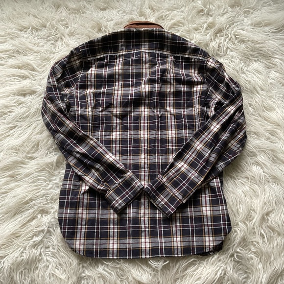 Brooks Brothers Red Fleece Plaid Shirt Corduroy Collar Pockets - Picture 4 of 6